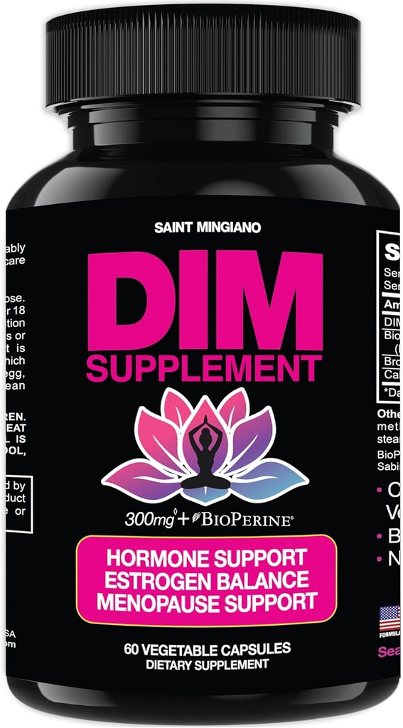 Supplément DIM 300 mg - Hormone Balance pour les femmes , , , Supplément Estrogen pour les femmes avec des éclairs chauds et des sueurs nocturnes , Aides dans les symptômes de la ménopause , Estrogen & Oestrogen . 60 Capsules