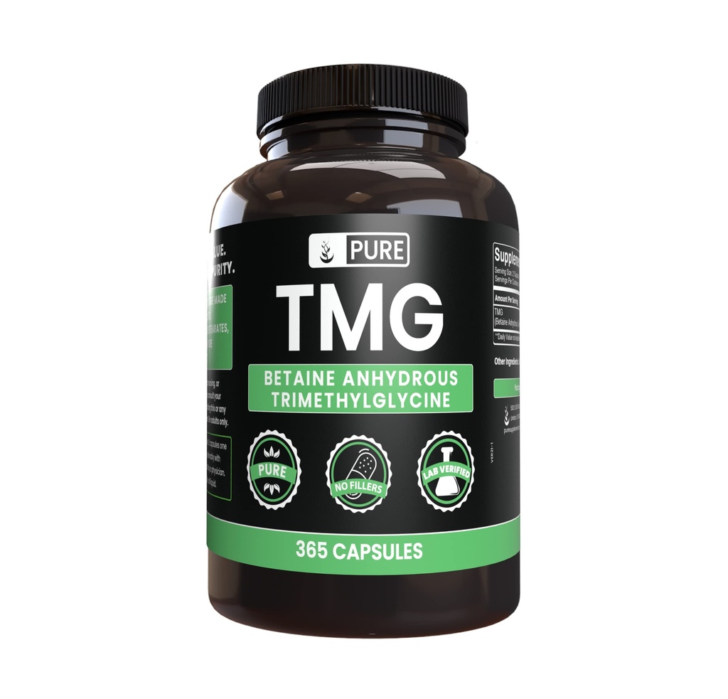 Pure Original Zutaten TMG (365 Kapseln) Kein Magnesium oder Reisfüller, Immer rein, Lab Verifiziert