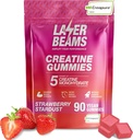 Creatine Monohydrate Gummi - 5g Creapure Creatine per Servieren - Vegan - Boost Muscle Strength, Endurance, Recovery & Mental Focus - 90 Gummie, Glutenfrei (Strawberry)