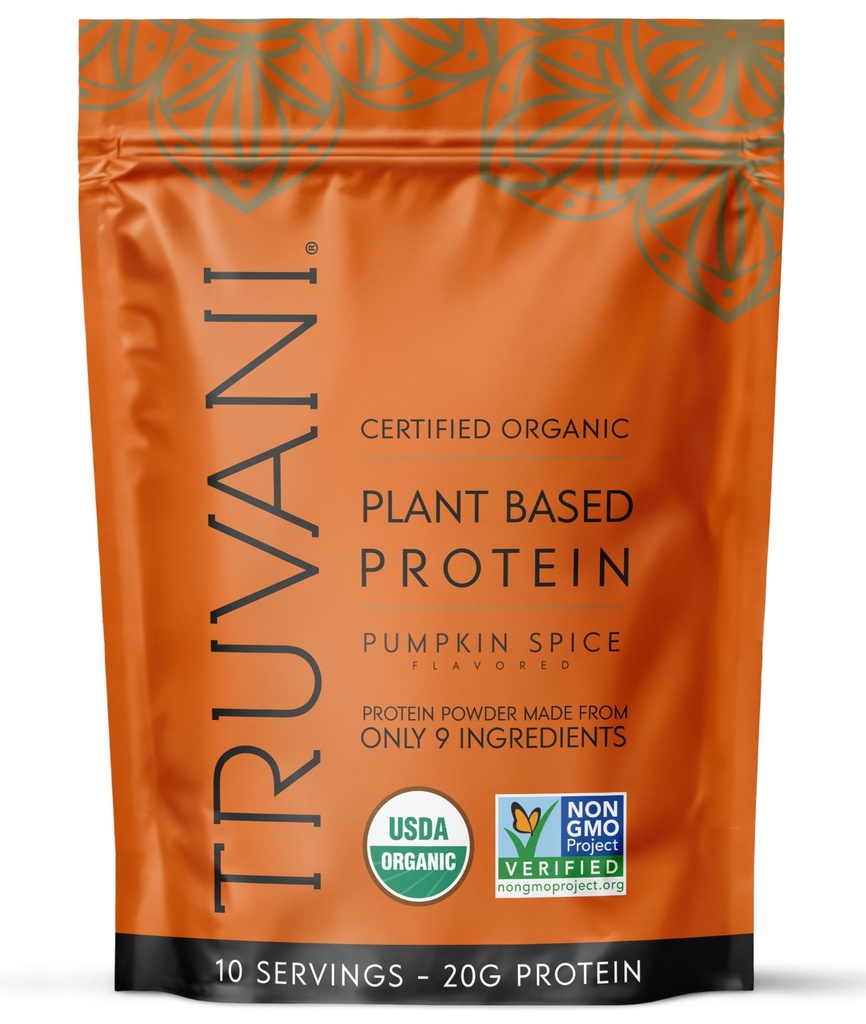 Truvani Vegan Pea Protein Pulver | Kürbis Gewürz | 20g Bio Pflanzen basiertes Protein | 10 Servierungen | Keto | Gluten & Dairy Free | Low Carb | Kein hinzugefügt Zucker