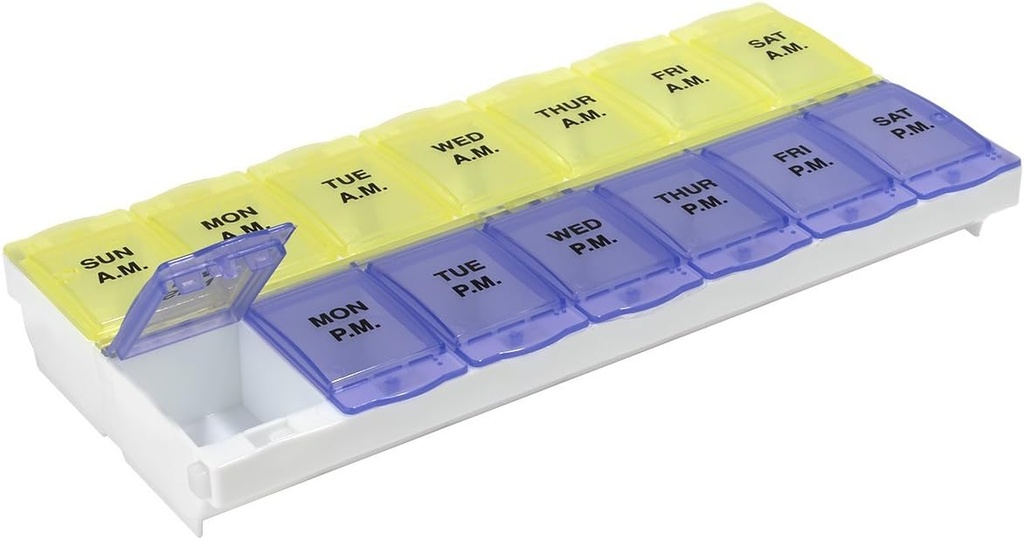 EZY DOSE (14-Day) AM/PM Pill Planner, Medizin Fall, Vitamin Organizer Box, 2X-Large Locking Comparts zur sicheren Verschreibung Medikamente und Verhindern zufällige Verwürfe, Farbe Mai Vary, BPA kostenlos