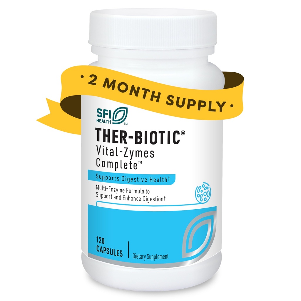 SFI Health Multi Enzym-Ergänzungen für Verdauungs-Gesundheit - Ther-Biotic Vital-Zymes Complete - Verdauungsenzyme helfen Verdauungs- & Aid Nährstoffaufnahme (120 Kapseln)