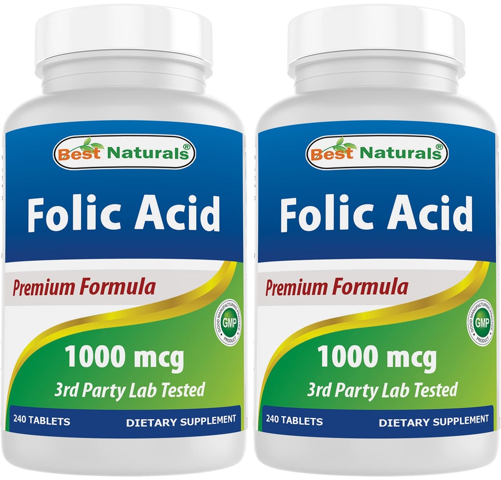 Best Naturals Folic Acid 1000 mcg (Vitamin B9), 240 Tabletten (1000 mcg (Pack von 2))