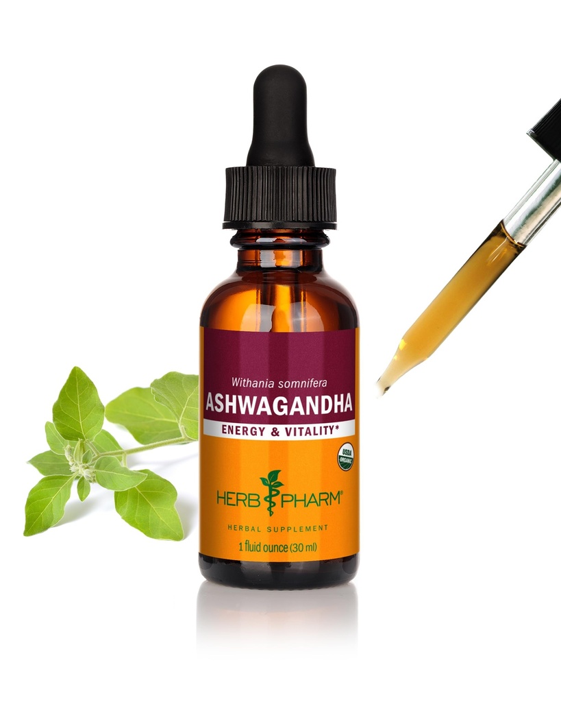 Kräuter Pharm Certified Organic Ashwagandha Extrakt für Energie und Vitalität, Getreide, Bio-Kanister Alkohol, 1 Unze