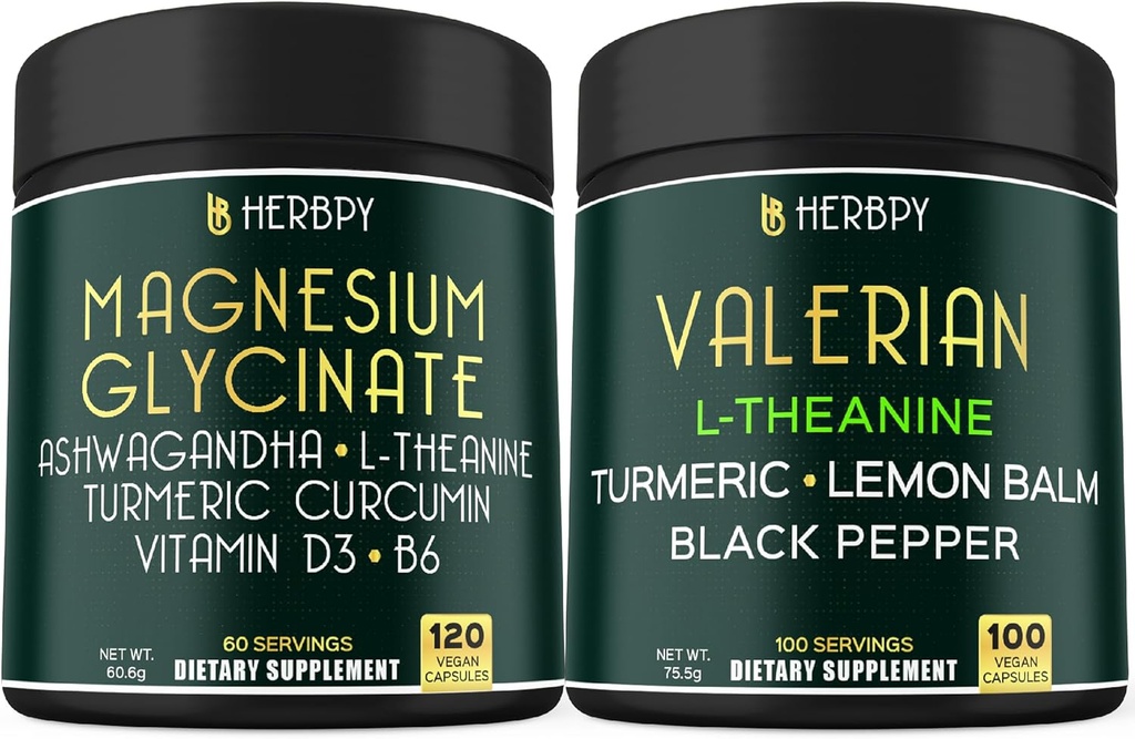 Bundle 6in1 Magnesium Glycinat Supplement & 5in1 Valerian Root Supplement