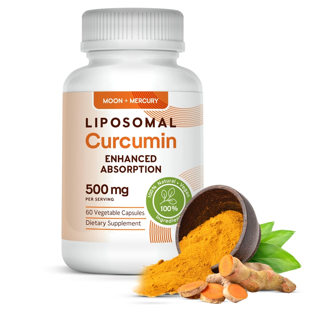 Liposomal Kurkuma Curcumin 500mg - 60 Kurkuma Ergänzungen Kapseln
