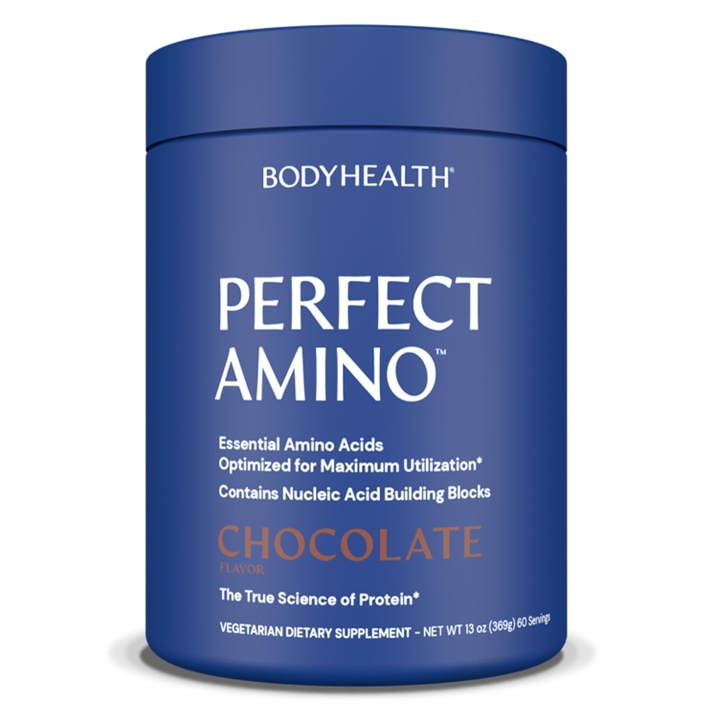 BodyHealth PerfectAmino Powder - BCAA und EAA Pulver für Vor- und Nacharbeit - Aminosäure Energy Drink für Männer und Frauen, um Lean Muskel und Erholung zu unterstützen - Schokolade - 60 Servietten