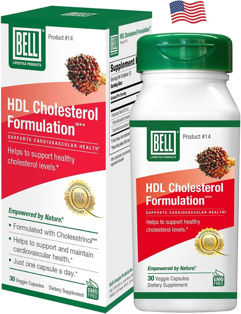 Bell HDL Cholesterol FormulierungTM, Cholesterol Health Supplement - Einzigartige Mischung, für Frauen und Männer | 30 Kapseln
