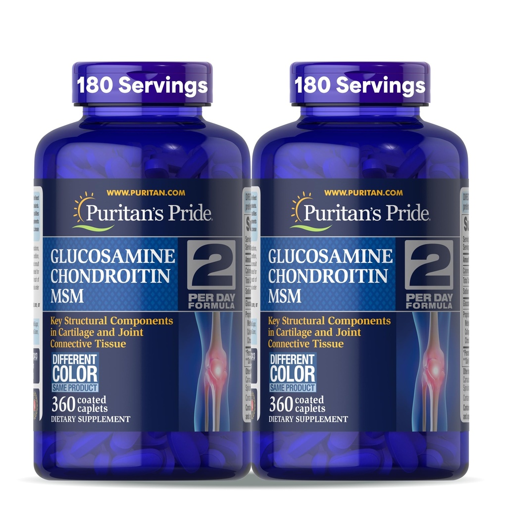 Puritan's Pride Glucosamine Chondroitin MSM Nahrungsergänzung für gemeinsame Gesundheit, 360 Coated Caplets