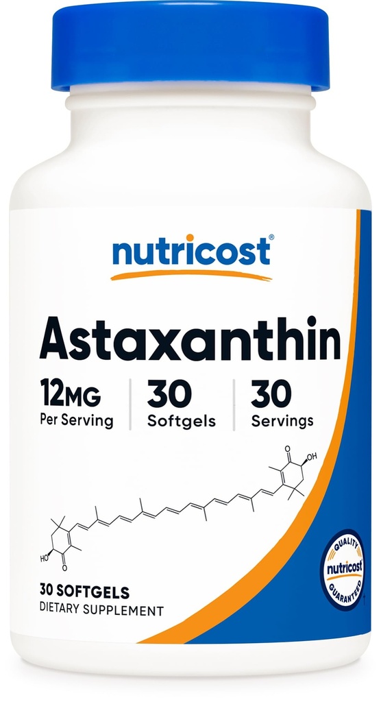 Nutricost Astaxanthin 12mg, 30 Softgels - Nicht-GMO und Glutenfrei