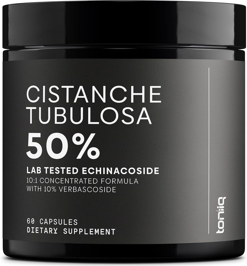 Cistanche Tubulosa Extrakt - Ultra High Potency 10:1 Extrakt mit 50% Echinacoside & 10% Verbascoside - Hochkonzentriert - Third-Party Lab Tested - 60 Kapseln