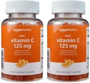 Amazon Basics Kinder Vitamin C 125mg Gummi, Orange, 60 Zähler, Immungesundheit, 2 Monate Versorgung (vorher Solimo) (Pack von 2)