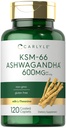 Carlyle KSM-66 Ashwagandha 600mg | 120 Caplets | Extract Supplement mit L-Theanine | Vegan, Non-GMO, Glutenfrei