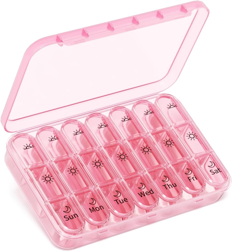 Pill Organizer 3X a DayinkPink Perfection Tragbare Pille Case|7-Day Weekly CompartmenttyStylish Travel Essential for Fashionistas|BPA-Free Health CompanionuxLuxury Tasche Must-Have