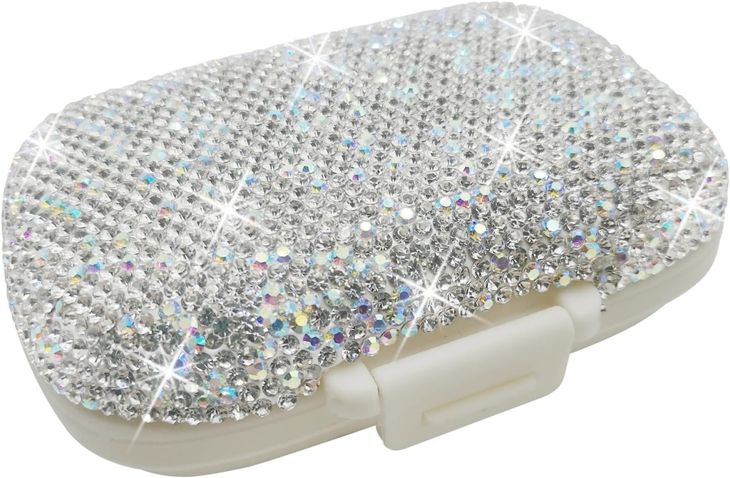 Bling Pillen-Gehäuse für Geldbeutel Medizin Vitamin-Container Tasche Pillen-Gehäuse Runde Medizin Organizer für Vitamin/Fish Öle/Ergänzende Reisemedizin Kit (8 Kompartment Silber)