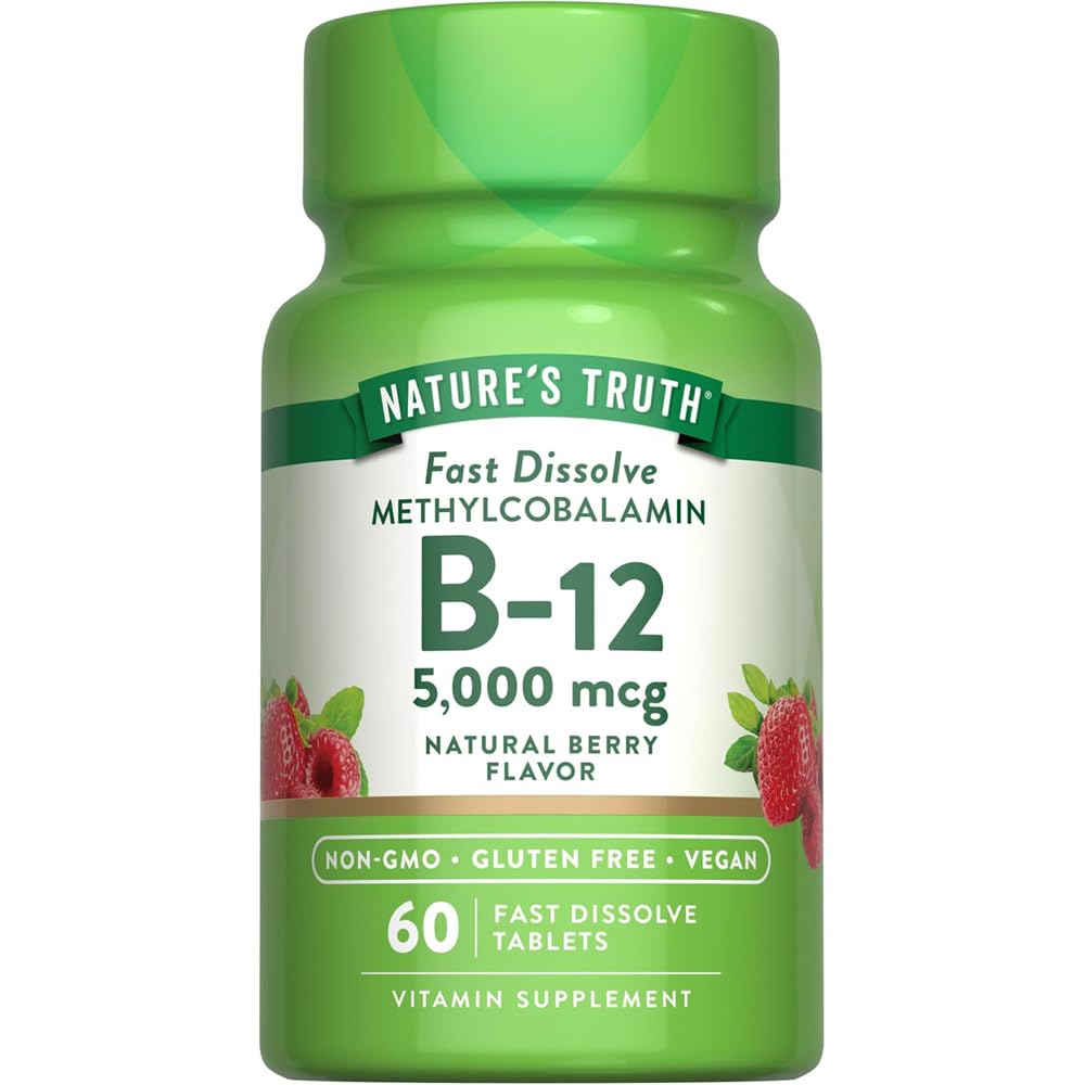 Nature's Truth B12 Vitamine 5000 mcg.60 Comprimés Dissolvez rapidement la saveur naturelle de baies.