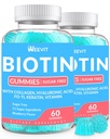 Zuckerfreie Biotin-Gummien, Biotin und Kollagen-Gummien mit Keratin, Hyaluronsäure für Frauen & Männer | Haarwachstum, Glowing Skin & Strong Nails | Vitamin B7 Supplement, Non-GMO, Kaubar