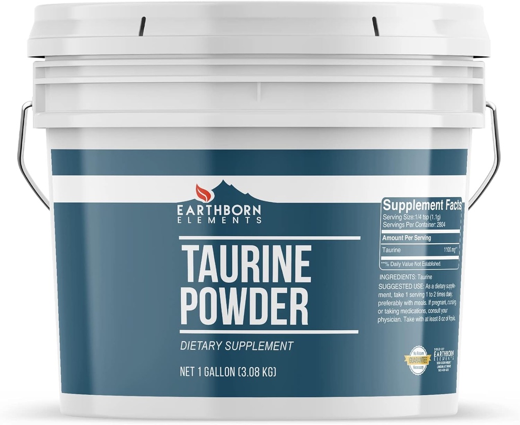 Earthborn Elements Taurine Powder 1 Gallon Bucket, Dietary Supplement, No Additives