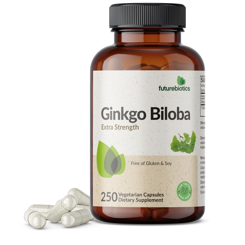 Futurebiotics Ginkgo Biloba Extra Kraft unterstützt Hirnfunktion & Gedächtnis Unterstützung, 250 vegetarische Kapseln