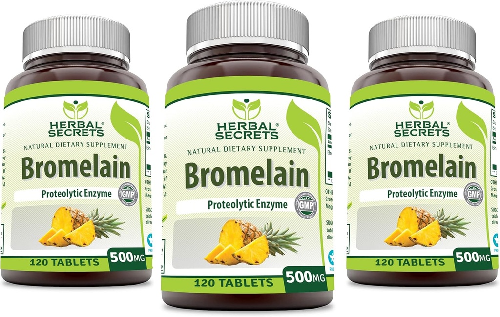 Herbal Secrets Bromelain 500 Mg 120 Tabletten Supplement | Paket von 3 | Non-GMO | Gluten Free | Made in USA