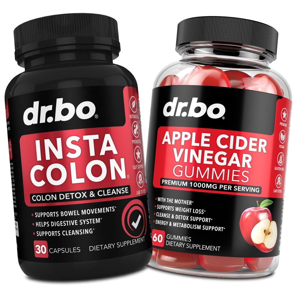 Colon Cleanser Détox & vinaigre de cidre de pomme Gommies - 15 jours Colon Cleanse Pills Poop Flush & ACV Gommies Suppléments - Bowel Mouvement Suppléments pour l'estomac intestinal Bloating Gut Support