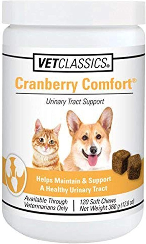 Vet Classics Cranberry Comfort Urinary Tract Pet Supplement für Hunde, Katzen – Hütet Hundeblase Gesundheit, Katzenblase Kontrolle – Pet Supplements for Incontinence – 120 Soft Chews