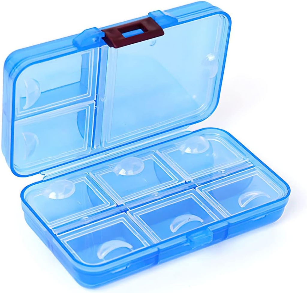 Organisateur de pilules, distributeur portatif de pilules, 9 compartiments Boîte à pilules pour l'humidité-proof pour les vitamines de purse, médecine, huile de poisson, organisateur de pilules de voyage (bleu)