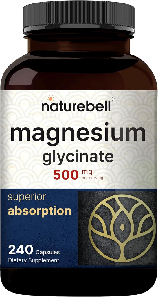 NatureBell Magnesium Glycinate Kapseln 500mg & Vitamin B Complex für Frauen 240 Veggie Kapseln Bundle Pack | Chelat & Purified Mineral | Immune, Energie & Prenatal Support