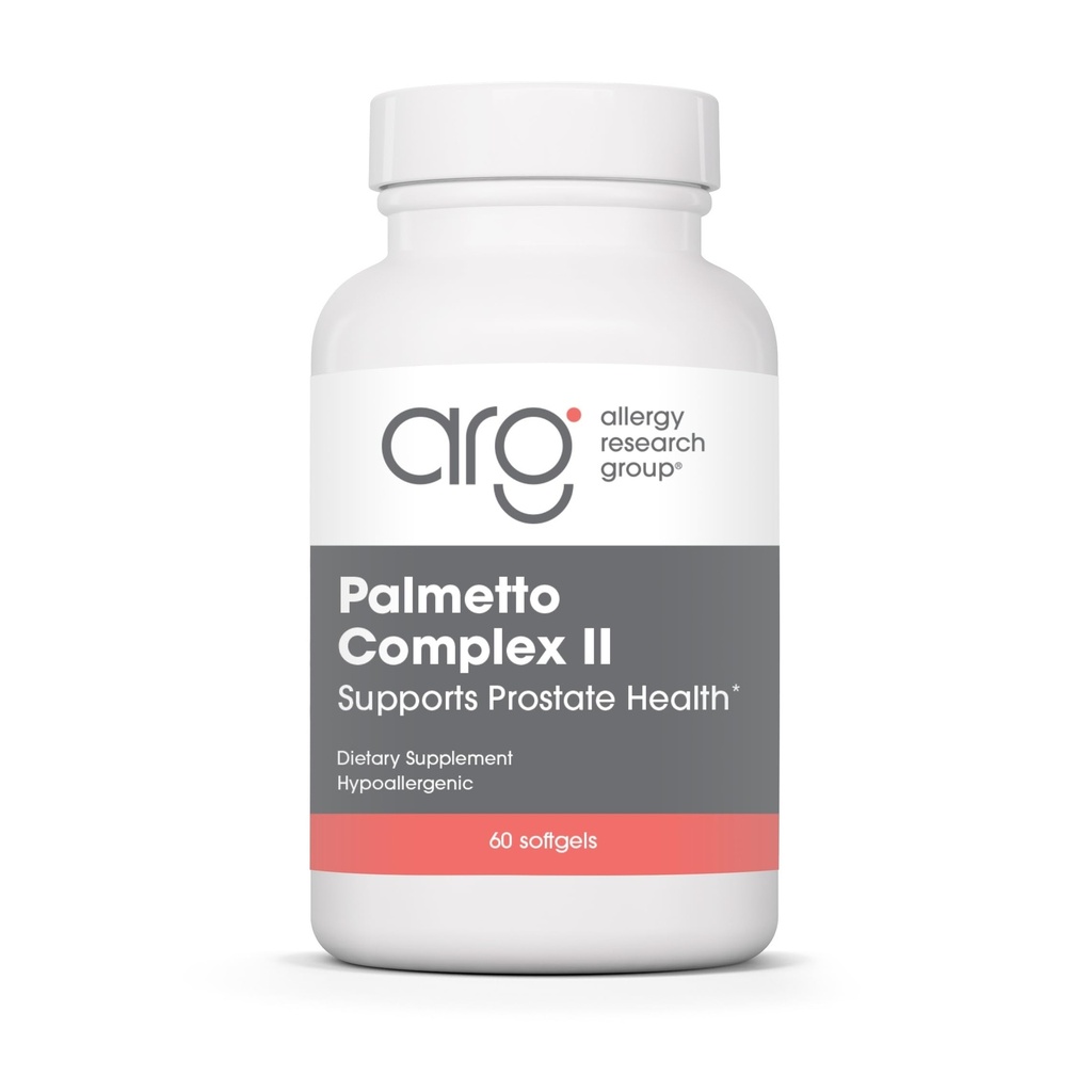 Allergy Research Group Palmetto Complex II - Prostataunterstützung, Saw Palmetto für Männer und Frauen, mit Lycopin, Kürbis Seed Oil, Zink - 60 Count