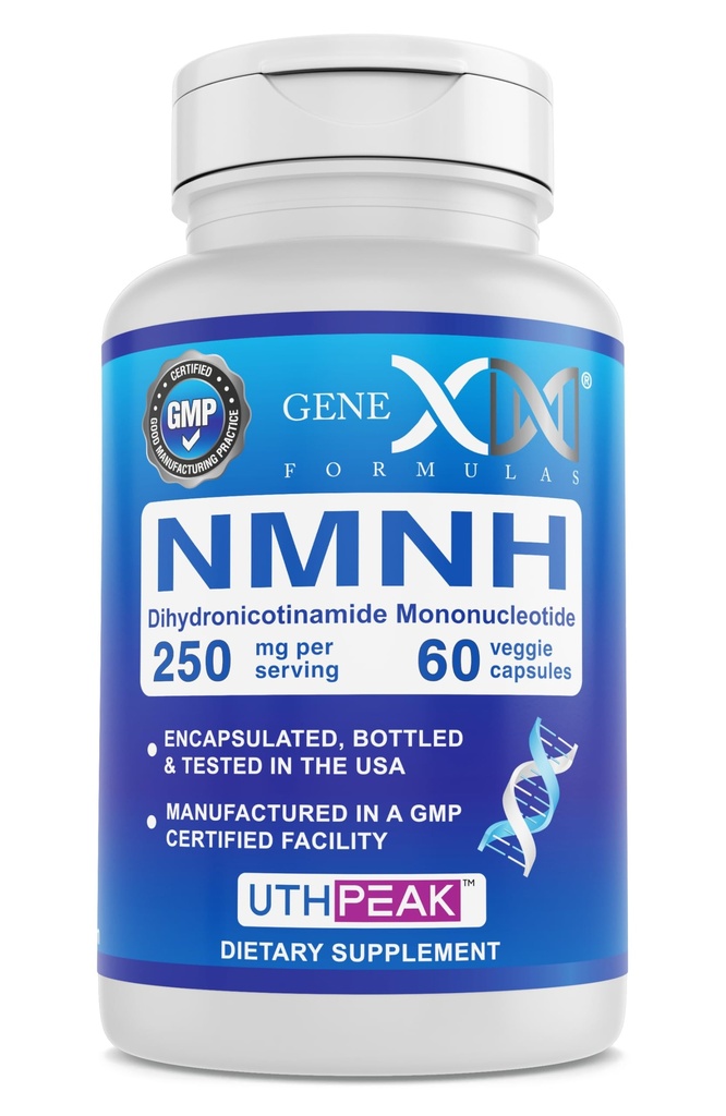 Genex Formeln 250mg NMNH (60 Kapseln - 30 Portionen) | UthpeakTM NMNH (Dihydronicotinamid Mononukleotid) NAD+ Precursor for Healthy Aging - Non-GMO, Glutenfrei, Vegetarisch