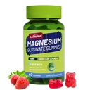 Magnesium Glycinat Gummi 500mg mit L-Threonat 300mg - Zuckerfreie Magnesium Kaliumergänzung mit Vitamin D, B6, CoQ10 - Erdbeer Flavored - 60 Gummie