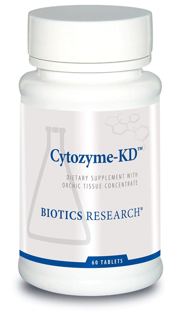 Recherche en biotique Cytozyme KD Rein néonatal, soutient la santé rénale, la santé cardiaque, la SOD, la catalase, l'activité antioxydante potent, 60 comprimés