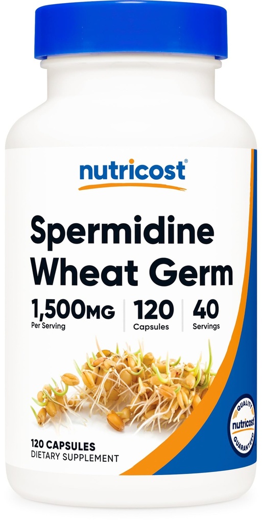 Nutricost Spermidine Supplément extrait de germe de blé, 1500mg Extrait de germe de blé, 120 Capsules - 15mg équivalent Spermidine par portion, 40 portions, végétarienne et non-OGM