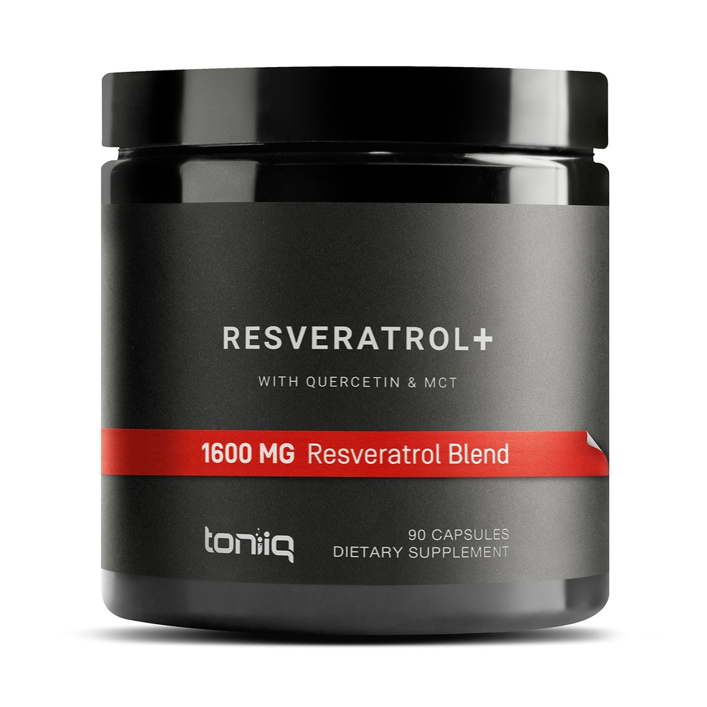 Toniiq 1600mg Mélange de resvératrol - Ultra haute pureté et 3ème partie testé - avec l'huile MCT pour la biodisponibilité ajoutée - Supplément optimal NAD