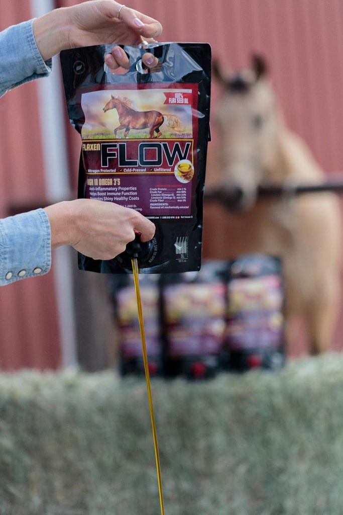 Flaxen Flow 3 L, 100% Flax Seed Oil für Pferde, reich an Omega-3 und Omega-6 Fettsäuren