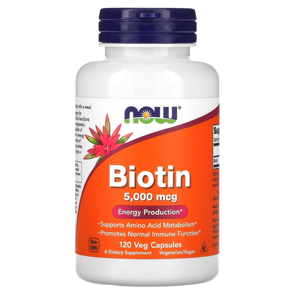 Jetzt Lebensmittel Biotin 5 MG Vegetarische Kapseln, 120 Zähler