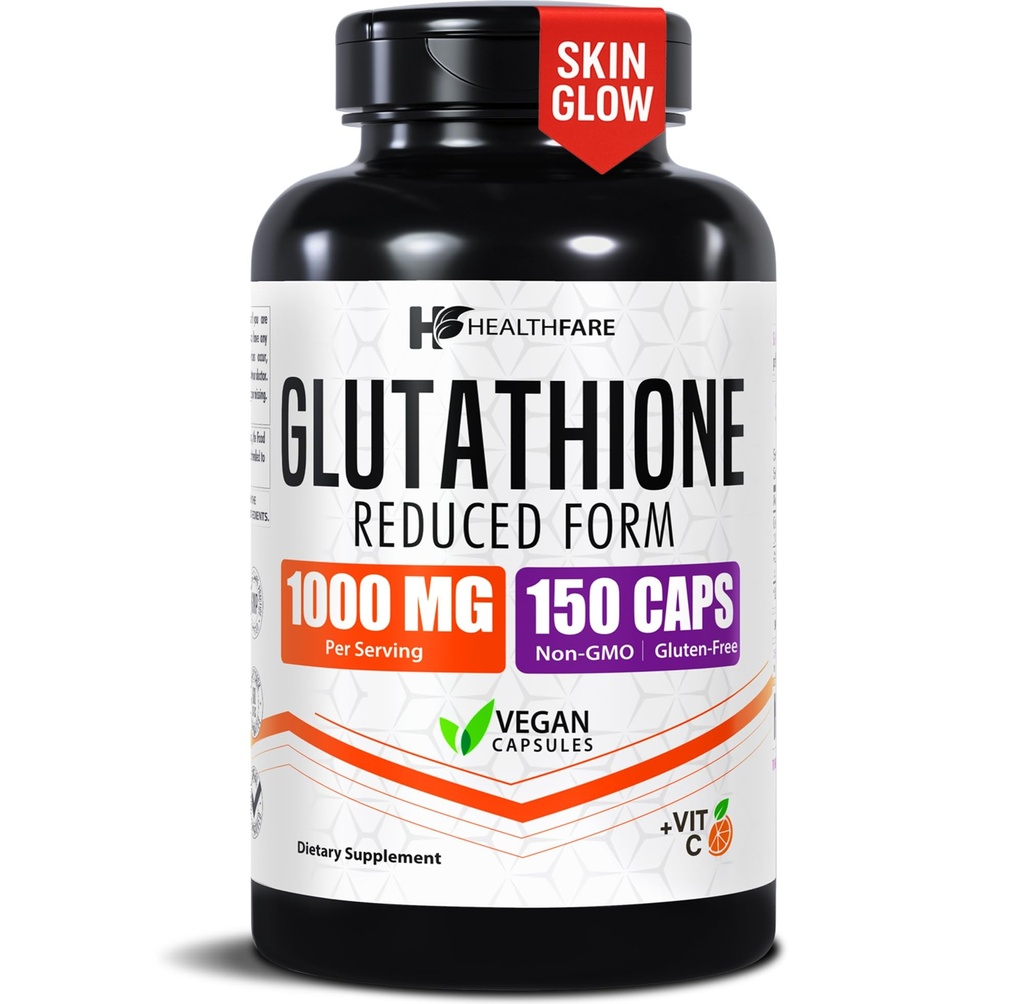 Supplément de glutathion pour la santé 1000mg Hautement purifiés : 150 capsules véganes : Immmune & support de détox.