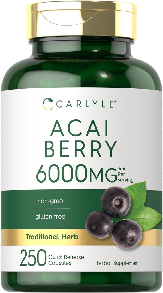 Carlyle Acai Berry Kapseln 6000mg | 250 Count | Non-GMO & Gluten Free Acai Berry Extract