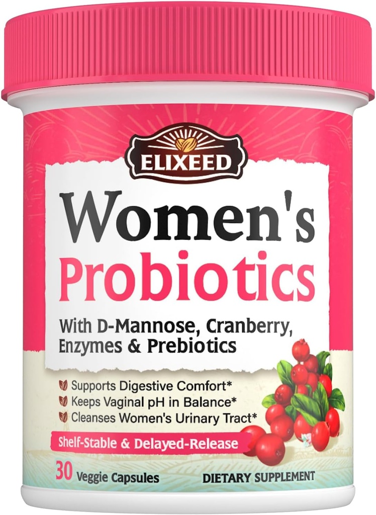 Probiotika für Frauen, 120 Billion CFU mit Präbiotika Cranberry D-Mannose & Enzymes, Verdauungs-Vaginal & Urinary Tract Health, 30 Delayed-Release Caps