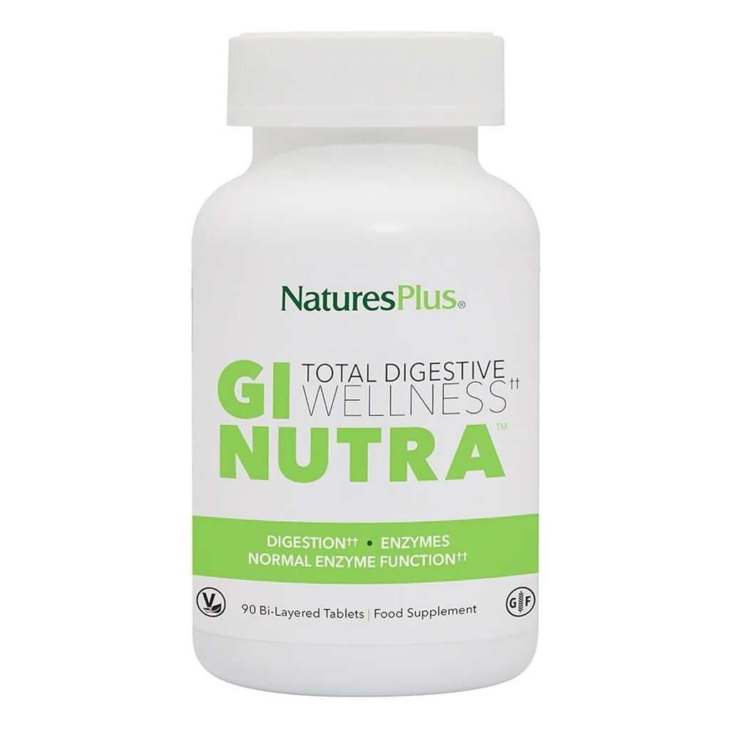 NaturesPlus GI Natural Total Digestive Wellness - 90 Bi-Layered Tablets - mit L-Glutamin, Probiotika, Präbiotika & Enzyme - Glutenfrei - 30 Portionen