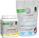 Sunwarrior Creatine Poudre monohydratée Lémonade Aromatisée 50 portions et hydratation Mélange d'électrolytes Noix de coco Aromatisée 30 portions