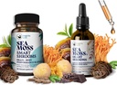 Brain Superfoods Bundle - Organic Sea Moss & Smart Shrooms, Kapseln und Flüssigkeitstropfen Bundle, Organic Irish Seamoss und 7 Adaptogenic Ergänzungen für Gedächtnis und Fokus. Flüssige Tropfen in Schokolade Geschmack