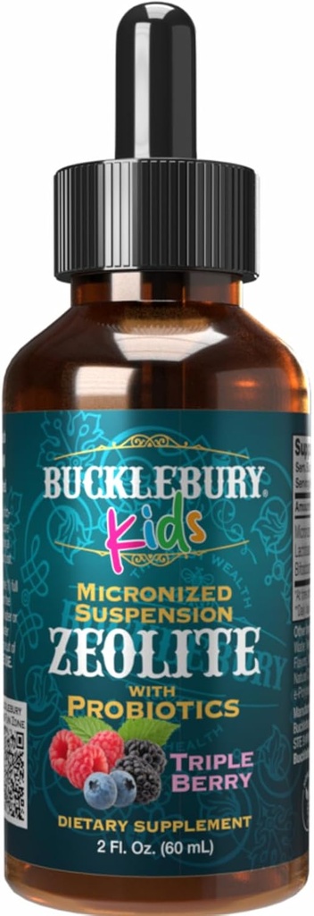 BUCKLEBURY Liquid Zeolite Detox für Kinder mit Probiotika - Zuckerfreie natürliche Beere Aroma Probiotika für Kinder - Zeolite Heavy Metal Detox und Immununterstützung - 2 Fl Oz