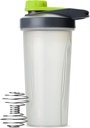Bouteilles de stylo-shaker pour mélanges de protéines avec bouchon twist, 28 oz, gris/vert, bouteille de shaker de protéines avec boule de fouet