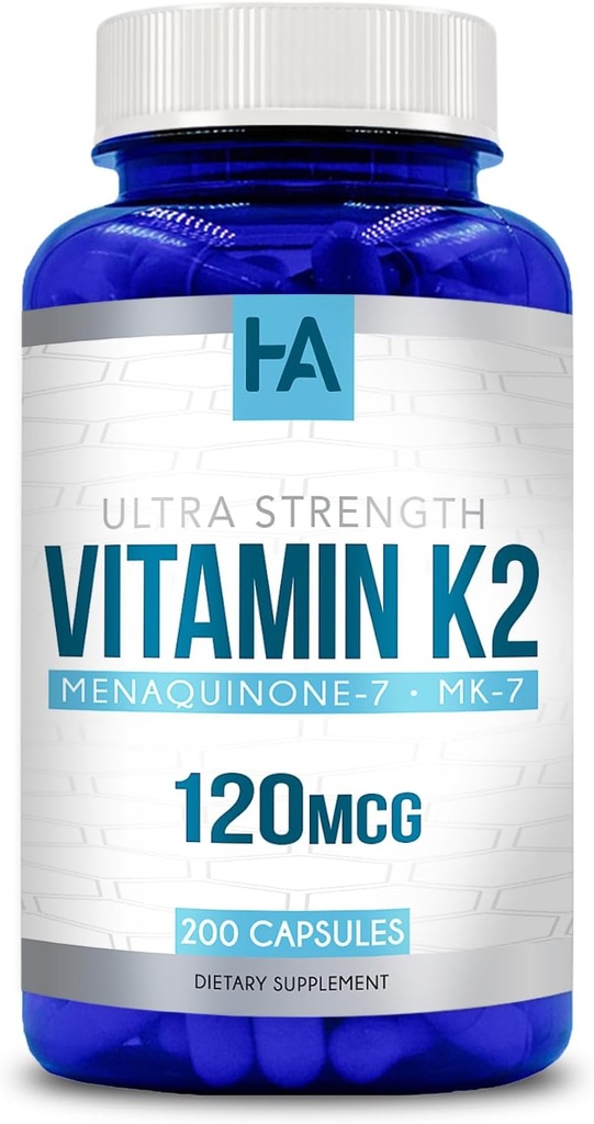 Vitamin K2 MK7 Ergänzung | Hohe Absorption K2 Vitamin-Ergänzung mit aktivem MK7 Menaquinone Form für Gelenk Herz- und Immununterstützung | Vegan Non-GMO Soy Free Made in cGMP Labs (200 Veggie Kapseln)