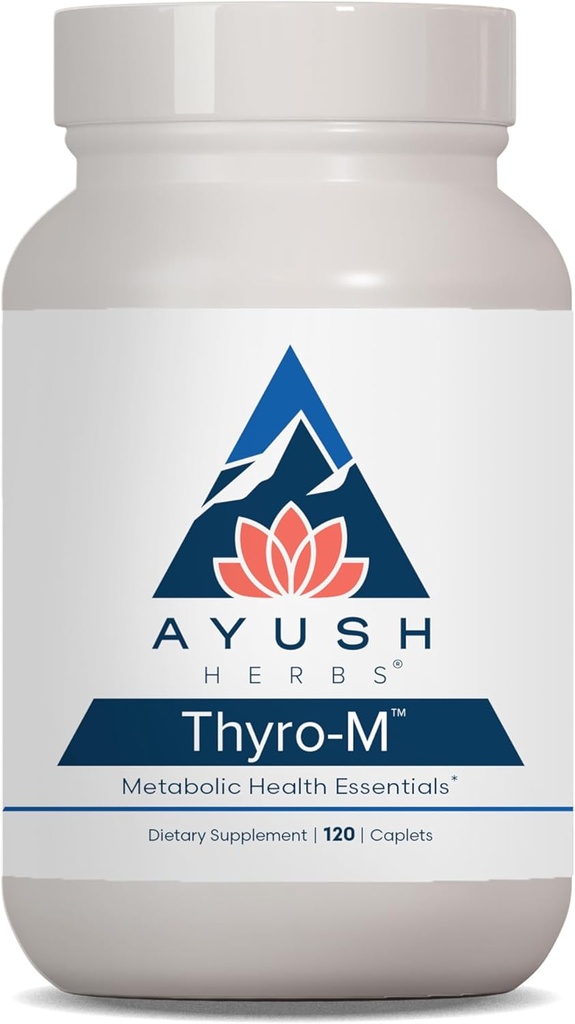 Ayush Herbs Thyro-M - Soutien à la thyroïde pour les femmes et les hommes, santé thyroïde, soins à la thyroïde avec L Tyrosine, Ashwagandha, Kelp, soutien à l'énergie naturelle - 120 capsules végétariennes (1 comte)