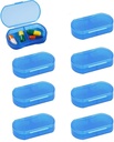 8PCS Pill Case Organizer Pocket Small Pill Holder, Daily AM & PM containers, Medicine Holder, Idéal pour les médicaments, Vitamine, Supplément, Parfait pour le voyage, Idéal pour la Purse (Blue)