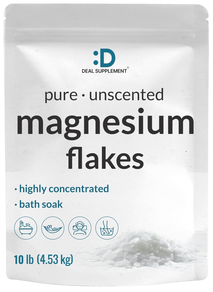 Reine Magnesium Flakes Bad Soaks, 10lbs - Natürliche Epsom Salz Substitute | High-Absorption Magnesium Chloride Flakes | Hydrates Haut und fördert Entspannung