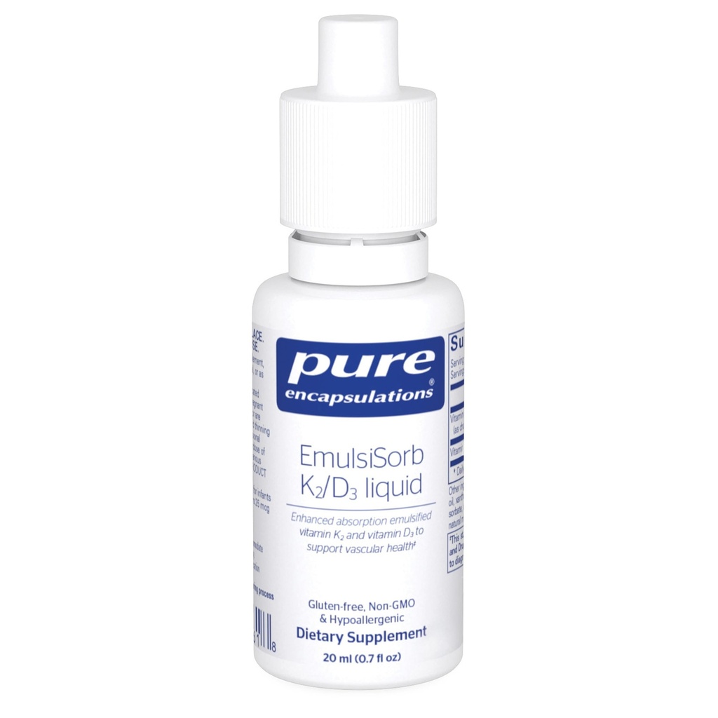 Pure Encapsulations EmulsiSorb K2/D3 Liquid | Enhanced-Absorption Emulsified Vitamin K2 und Vitamin D3 für Vascular Health Support | 0.7 Fl Oz