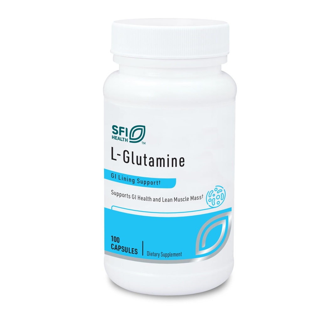 Klaire Labs SFI Health L Glutamine Capsules - 500 Milligrammes Supplément aux acides aminés hypoallergéniques - Soutient la fonction musculaire et IG - Sans lait et sans gluten (100 capsules)
